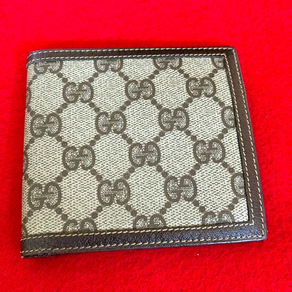 Gucci EUC Coated Canvas Monogram and Brown Leather Wallet - Picture 1 of 7